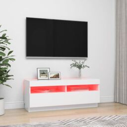 Berkfield Home TV Cabinet with LED Lights White 100x35x40 cm - Size: 100 x 35 x 40 cm - thumbnail 3