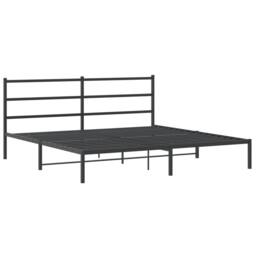 Berkfield Home Metal Bed Frame without Mattress with Headboard Black 193x203cm - Size: 193x203 cm - thumbnail 3