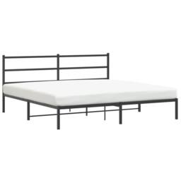 Berkfield Home Metal Bed Frame without Mattress with Headboard Black 193x203cm - Size: 193x203 cm - thumbnail 1