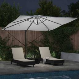 Berkfield Home Roma Cantilever Parasol with Solar LEDs - Sand - 286 x 285 x 270 - thumbnail 4