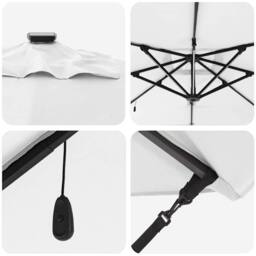 Berkfield Home Roma Cantilever Parasol with Solar LEDs - Sand - 286 x 285 x 270 - thumbnail 9