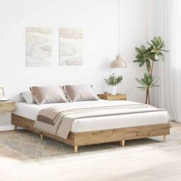 Berkfield Home Durable Bed Frame No Mattress Artisan Oak 100x200 cm Engineered Wood in Brown - thumbnail 1