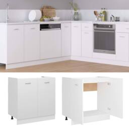 Berkfield Home Sink Bottom Cabinet White 80x46x81.5 cm Engineered Wood - thumbnail 1