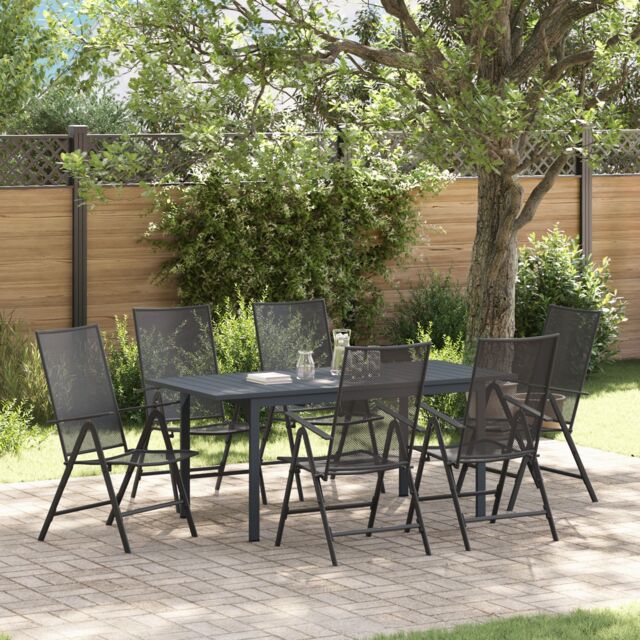 Berkfield Home 7 Piece Garden Dining Set in Anthracite Steel - image 1
