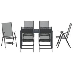 Berkfield Home 7 Piece Garden Dining Set in Anthracite Steel - thumbnail 7