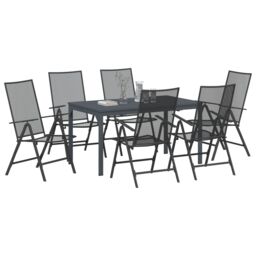 Berkfield Home 7 Piece Garden Dining Set in Anthracite Steel - thumbnail 3