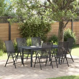 Berkfield Home 7 Piece Garden Dining Set in Anthracite Steel - thumbnail 1