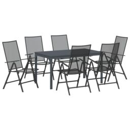 Berkfield Home 7 Piece Garden Dining Set in Anthracite Steel - thumbnail 2