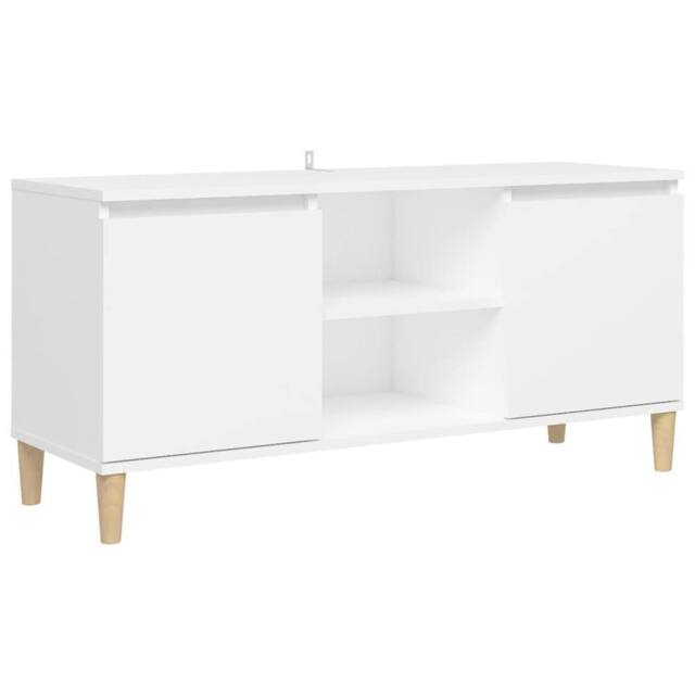 Berkfield Home TV Cabinet with Solid Wood Legs White 103.5x35x50 cm - image 1