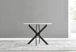 FurnitureboxUK Novara 100cm Round 4-Seater Dining Table With Black Metal Legs in White - thumbnail 7