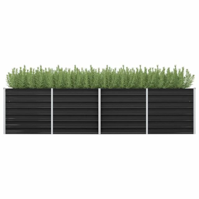 Berkfield Home Garden Raised Bed Anthracite 320x80x77 cm Galvanised Steel in Black - Size: 320 x 80 x 77 cm - image 1
