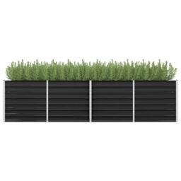 Berkfield Home Garden Raised Bed Anthracite 320x80x77 cm Galvanised Steel in Black - Size: 320 x 80 x 77 cm - thumbnail 1