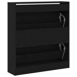 Berkfield Home Shoe Cabinet with Flip Drawer Black Oak 80x21x87, 5 cm - thumbnail 8