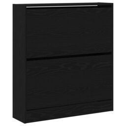 Berkfield Home Shoe Cabinet with Flip Drawer Black Oak 80x21x87, 5 cm - thumbnail 2