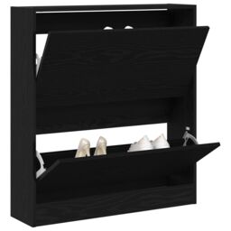 Berkfield Home Shoe Cabinet with Flip Drawer Black Oak 80x21x87, 5 cm - thumbnail 3