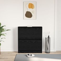 Berkfield Home Shoe Cabinet with Flip Drawer Black Oak 80x21x87, 5 cm - thumbnail 4