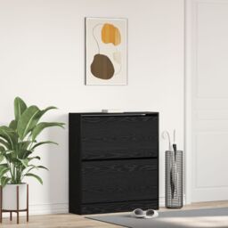 Berkfield Home Shoe Cabinet with Flip Drawer Black Oak 80x21x87, 5 cm - thumbnail 1