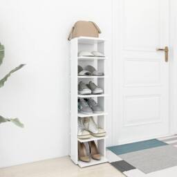 Berkfield Home Shoe Cabinet White 27.5x27x102 cm Engineered Wood - thumbnail 3