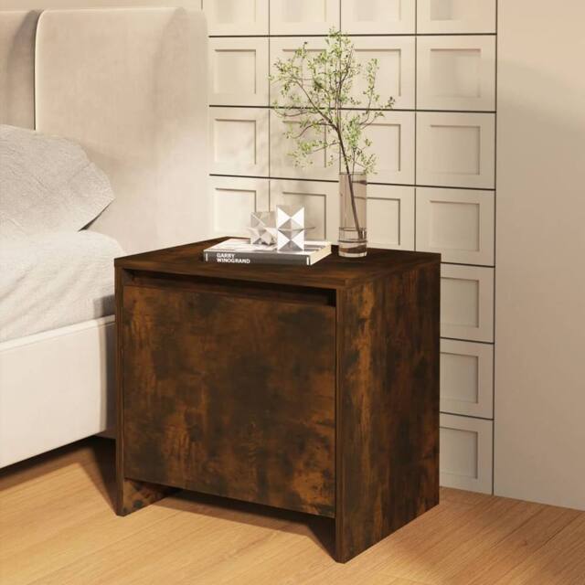 Berkfield Home Bedside Cabinet Smoked Oak 45x34x44.5 cm Engineered Wood in Brown - image 1
