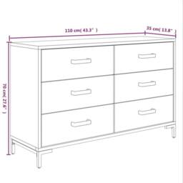 Berkfield Home Sideboard Black 110x35x70 cm Solid Pinewood - Size: 110 x 35 x 70 cm - thumbnail 9