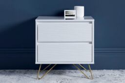 Time4sleep Fusion 2 Drawer White Bedside With Brass Feet - thumbnail 2