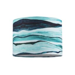 Happy Homewares Sea Waves Drum Lamp Shade in Teal Duck Egg & Navy Blue - Size: 10 inches