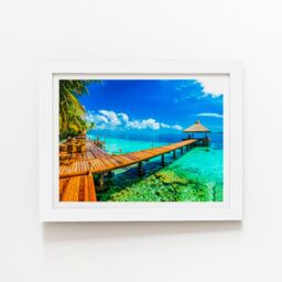 "Warren Reed - Designer Maldive Beach Resort Framed Art Print in White - Size: W8"" x H10""" - thumbnail 1