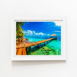 "Warren Reed - Designer Maldive Beach Resort Framed Art Print in White - Size: W8"" x H10""" - thumbnail 2