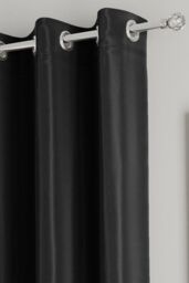 Enhanced Living Plain Supersoft Thermal Room Darkening Eyelet Curtains - Pair in Black - Size: 168 cm width x 183 cm drop - thumbnail 2