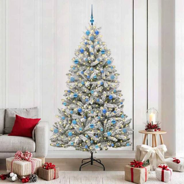 Berkfield Home Artificial Christmas Tree Green & White 210 cm PVC & Metal - image 1