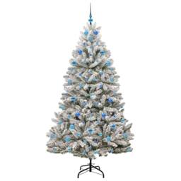 Berkfield Home Artificial Christmas Tree Green & White 210 cm PVC & Metal - thumbnail 4