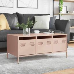 Berkfield Home Coffee Table Pink 101.5x50x43.5 cm Cold-rolled Steel - thumbnail 2