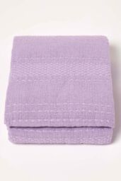Homescapes Kashi Cotton Throw with Tassels in Lilac - Size: 255 cm x 360 cm - thumbnail 2