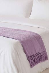 Homescapes Kashi Cotton Throw with Tassels in Lilac - Size: 255 cm x 360 cm - thumbnail 3