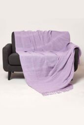 Homescapes Kashi Cotton Throw with Tassels in Lilac - Size: 255 cm x 360 cm - thumbnail 1