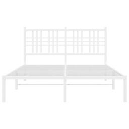 Berkfield Home Metal Bed Frame without Mattress with Headboard White 140x200cm - Size: 140x200 cm - thumbnail 4