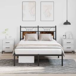 Berkfield Home Bed Frame without Mattress Smoked Oak 120x200 cm Engineered Wood in Brown - Size: Small Double - thumbnail 2