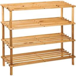 SPETLEK 4 Tier Wooden Shoe Rack Storage Organizer Shelves Lightweight Unit in Natural - thumbnail 2