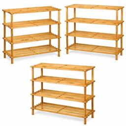 SPETLEK 4 Tier Wooden Shoe Rack Storage Organizer Shelves Lightweight Unit in Natural - thumbnail 4