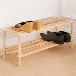 SPETLEK 4 Tier Wooden Shoe Rack Storage Organizer Shelves Lightweight Unit in Natural - thumbnail 6