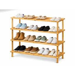 SPETLEK 4 Tier Wooden Shoe Rack Storage Organizer Shelves Lightweight Unit in Natural - thumbnail 3
