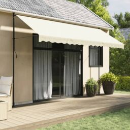 Berkfield Home Retractable Awning Cream 400x150 cm Fabric & Steel - thumbnail 1