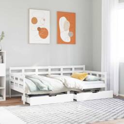 Berkfield Home Daybed with Drawers without Mattress White 90x190 cm Single Solid Wood - thumbnail 2