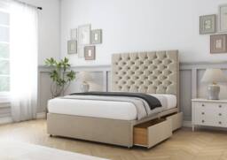 "Sloomy Mayfair Coniston Divan Bed Base No Drawers - 54"" Headboard in Cream - Size: Small Single" - thumbnail 4