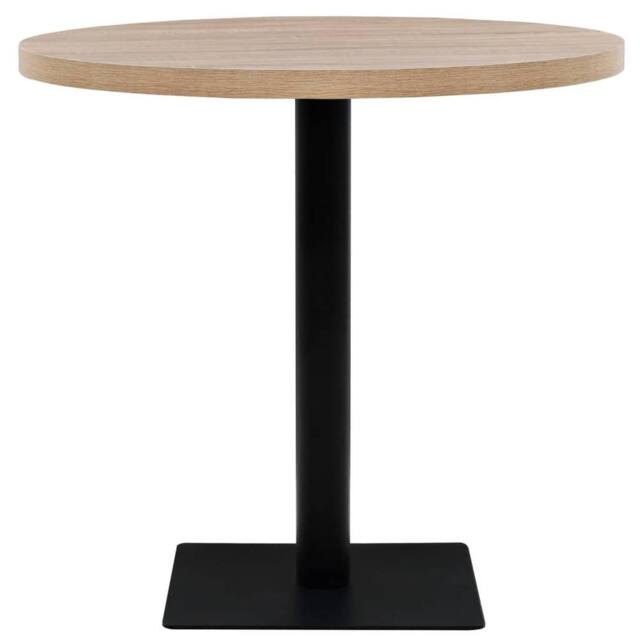 Berkfield Home Elegant Bistro Table MDF & Steel Round 80x75 cm Oak Colour in Beige - image 1