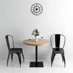 Berkfield Home Elegant Bistro Table MDF & Steel Round 80x75 cm Oak Colour in Beige - thumbnail 2