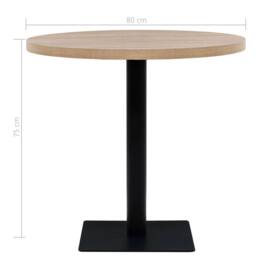 Berkfield Home Elegant Bistro Table MDF & Steel Round 80x75 cm Oak Colour in Beige - thumbnail 6