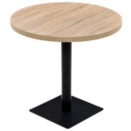 Berkfield Home Elegant Bistro Table MDF & Steel Round 80x75 cm Oak Colour in Beige - thumbnail 3