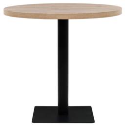 Berkfield Home Elegant Bistro Table MDF & Steel Round 80x75 cm Oak Colour in Beige - thumbnail 1