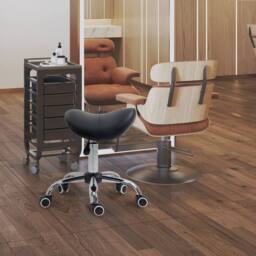 STILVORA Adjustable Salon Stool with Wheels Black - thumbnail 2